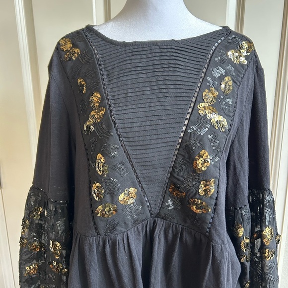 NWT Anthropologie Neale Sequin Peplum Top Sz XL Night Out Whimsigoth Renaissance - Picture 5 of 16